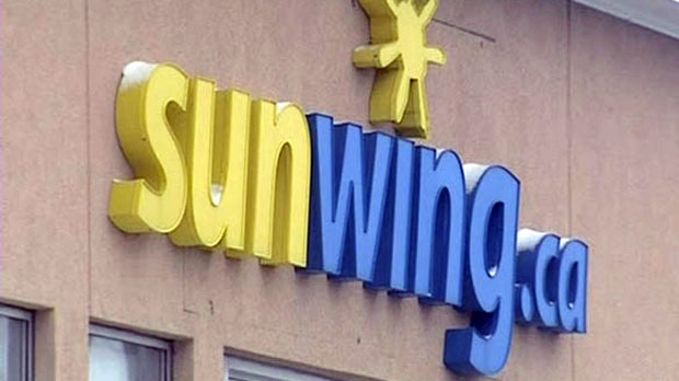 A Sunwing Airlines sign is seen in this undated file photograph. 