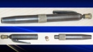 Calgary Police have charged three people and seized a cache of drugs and weapons from a home in southeast Calgary, including this pen gun, the third such weapon found in the city since the beginning of 2012.