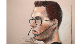 Luka Rocco Magnotta is shown in an artist's sketch in a Montreal court on Wednesday, March 13, 2013. THE CANADIAN PRESS/Mike McLaughlin