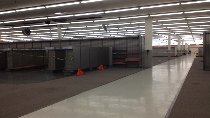 Many shelves are bare as the Zellers location in Tecumseh Mall closes in Windsor, Ont., on March 14, 2013. (Melanie Borrelli / CTV Windsor) 