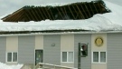 Moncton Headstart Building is seen partially roofless in this image taken from video. 