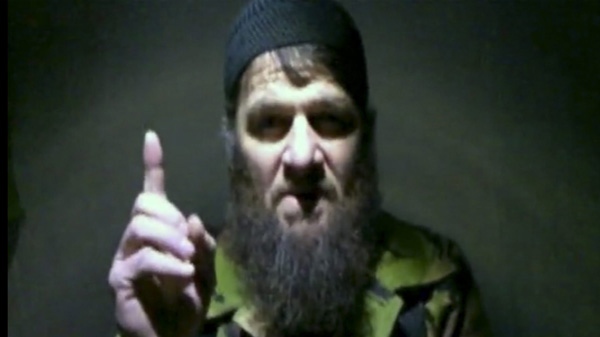 This image taken from video received late Monday, Feb. 7, 2011 by The Kavkaz Center, a website affiliated with Chechen rebels, shows insurgent leader Doku Umarov speaking in a video in which he claims responsibility for a deadly suicide bombing at Russia's largest airport. (AP Photo/The Kavkaz Center) 