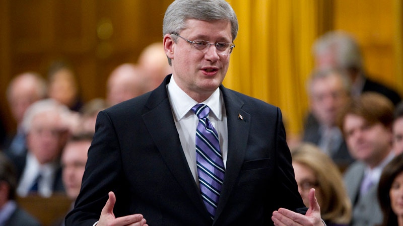 Prime Minister Stephen Harper answers a question during question period in the House of Commons on Parliament Hill in Ottawa on Tuesday Feb. 8, 2011. (Sean Kilpatrick / THE CANADIAN PRESS)