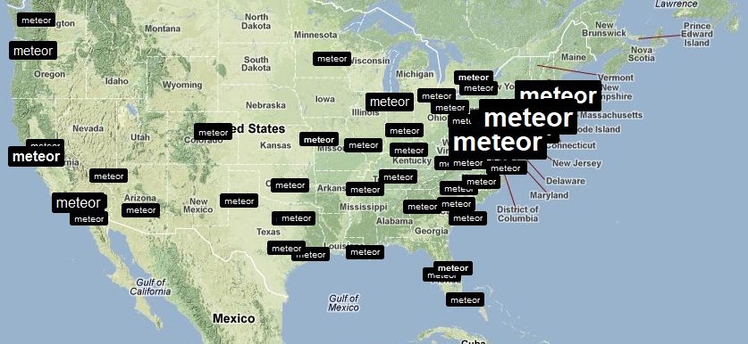 Meteor was trending across the U.S. East Coast