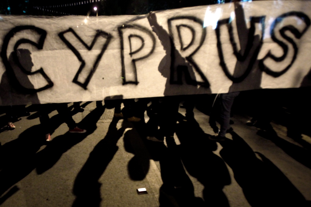 Protesters in Nicosia, Cyprus, March 24, 2013