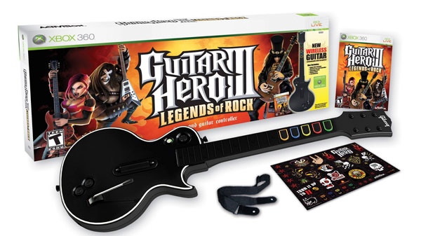 Activision Inc. provided this photo of a Guitar Hero III video game set. (AP / Activision Inc.)