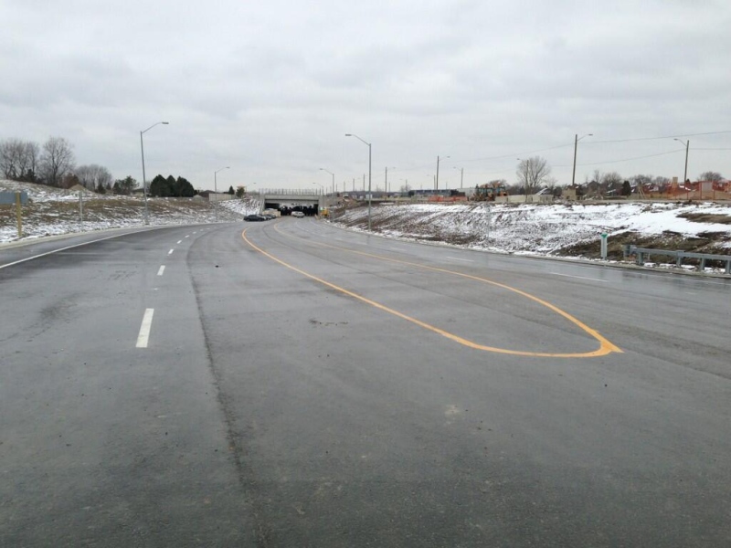 A new section of Highway 3 is almost ready to open in Windsor, Ont., on Monday, March 25, 2013. (Sacha Long / CTV Windsor) 