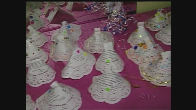 Paper angels in honour of Meagan Lofthouse and Brittany Wardle are seen in Tillsonburg, Ont. on Monday, March 25, 2013.