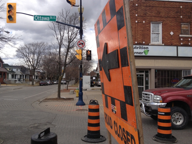 Construction has begun on Ottawa Street in Windsor, Ont., on Tuesday, March 26, 2013. (Rich Garton / CTV Windsor)