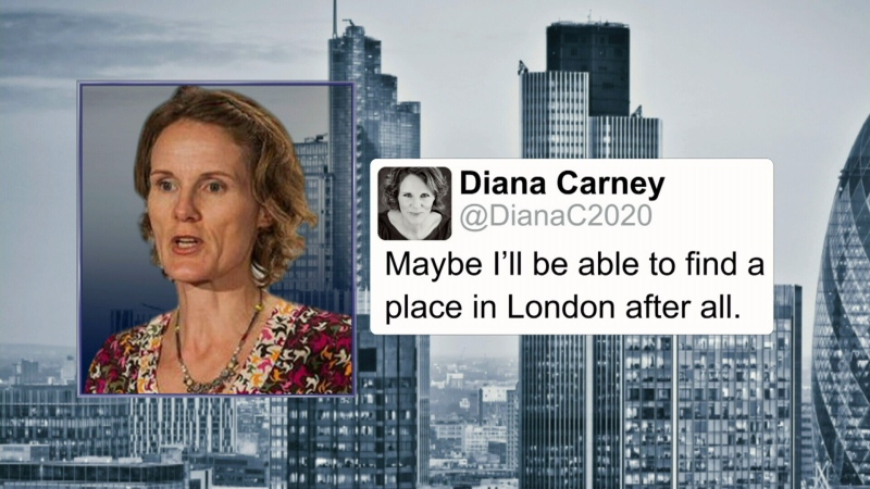 Diana Carney has come under fire for a tweet about finding a London home.