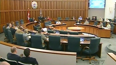 Councillors in Waterloo Region meet to discuss rapid transit in this undated image taken from video.