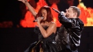 Rihanna and Eminem perform at the 53rd annual Grammy Awards on Sunday, Feb. 13, 2011, in Los Angeles. (AP / Matt Sayles)
