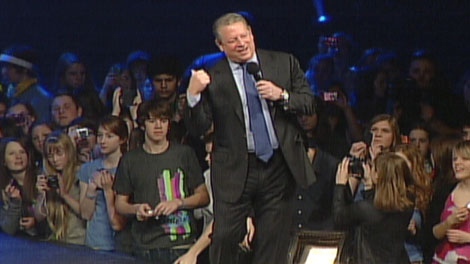 Former U.S. vice president Al Gore speaks at Free The Children's We Day rally in Kitchener, Ont. on Thursday, Feb. 17, 2011.