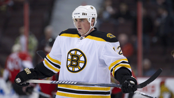 Newly acquired Boston Bruins' Tomas Kaberle warms up prior to taking on the Ottawa Senators in NHL hockey action at the Scotiabank Place in Ottawa on Friday, Feb. 18, 2011. Kaberle was traded from the Toronto Maple Leafs. THE CANADIAN PRESS/Sean Kilpatrick