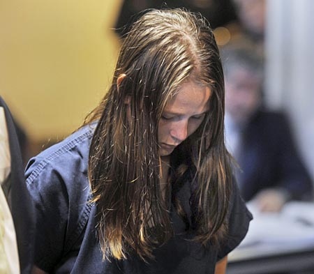 Brittini Hardcastle, 17, at her first appearance in the Central County Jail in Bartow, Fla. on Friday, April 11, 2008.  (AP Photo/The Ledger, Scott Wheeler) 
