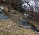 A hillside in Gatineau, Que. is starting to erode, causing nearby residents to evacuate their homes, Monday, April 14, 2008.