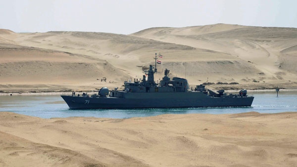 The Iranian navy frigate IS Alvand passes through the Suez canal at Ismailia, Egypt, Tuesday, Feb.22, 2011. (AP Photo) 