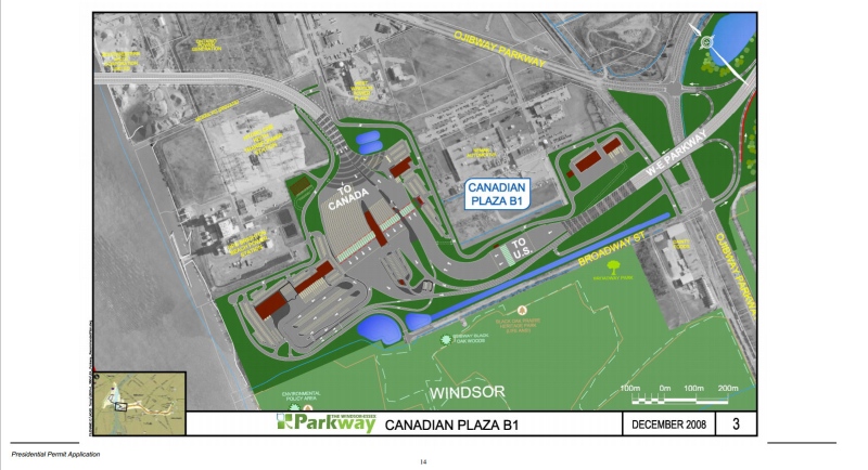 Artist rendering of the Canadian Plaza for the new Windsor-Detroit crossing. (State of Michigan)