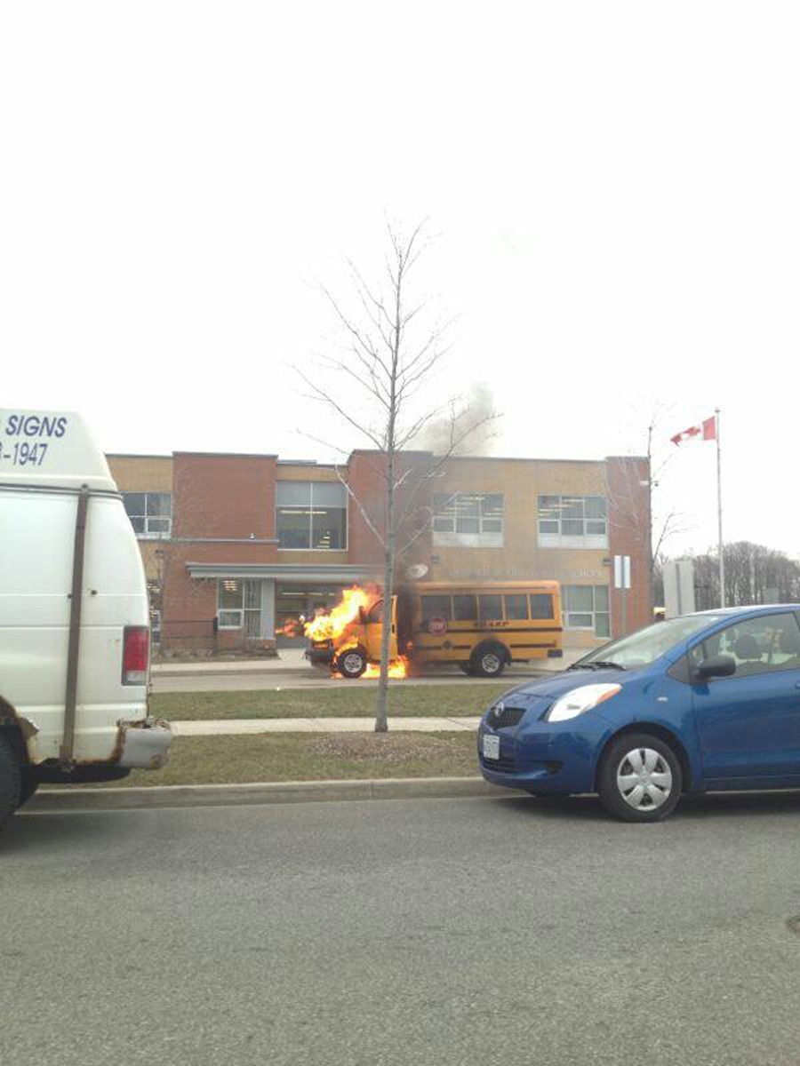 School bus fire Thornhill Woods school evacuated