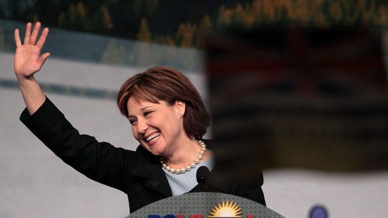 British Columbia Liberal Leadership candidate Christy Clark waves after being elected as the party's new leader in Vancouver, B.C., on Saturday February 26, 2011. Clark replaces outgoing Premier Gordon Campbell. (Darryl Dyck / THE CANADIAN PRESS)