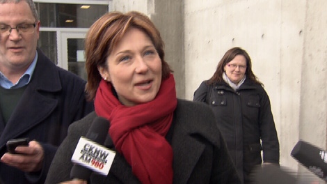 Christy Clark speaks to reporters the day after being elected leader of the BC Liberal Party. Sunday, Feb. 27, 2011. (CTV)