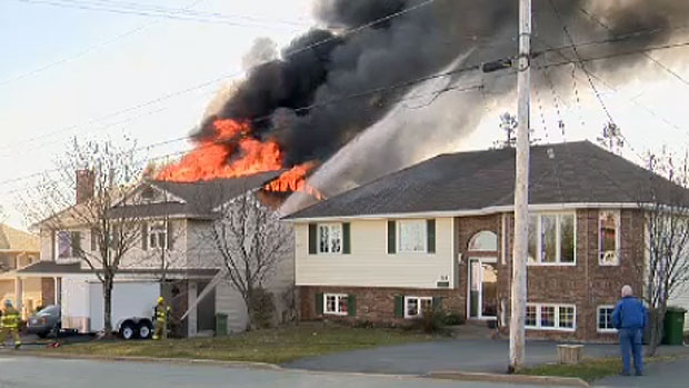 A fast-moving fire destroyed a home in Dartmouth, N.S. Thursday morning. (CTV Atlantic)