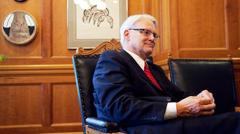 B.C. Premier Gordon Campbell pauses for a moment as he takes part in a interview in his office in Victoria, B.C. Monday, Feb 14, 2011. (Jonathan Hayward / THE CANADIAN PRESS)
