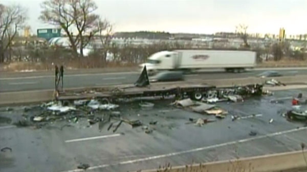 A truck crash on Highway 401 between Cedar Creek Road and Homer Watson Boulevard closed all lanes for several hours on Wednesday, March 2, 2011.