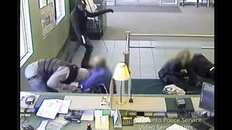 Toronto police released video footage of a violent bank robbery on April 22, 2013. (Photo courtesy Toronto Police)