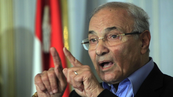 In this Sunday, Feb.13, 2011 file photo Egyptian Prime Minister Ahmed Shafiq talks during a press conference in Cairo, Egypt. (AP Photo/Amr Nabil)