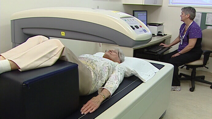 Joan Gummeson gets bone mineral density test