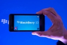 A BlackBerry Z10 is held up during the global launch in Toronto on Jan. 30, 2013. (Nathan Denette / THE CANADIAN PRESS)