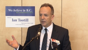 BC Conservatives candidate for Vancouver-False Creek Ian Tootill speaks during the 2013 elections campaign. (CTV) 