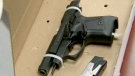 A starter pistol turned into a lethal weapon is seen in this image taken from video. 