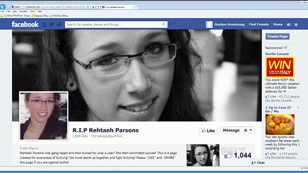 Rehtaeh Parsons was taken off life-support after a suicide attempt last April. Her family said she was harassed after a digital photograph of her allegedly being sexually assaulted was circulated online.