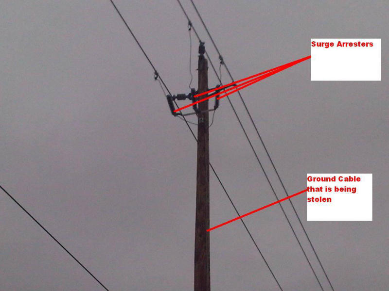 OPP have released this photo after copper wire thefts from hydro poles in Comber, Ont.