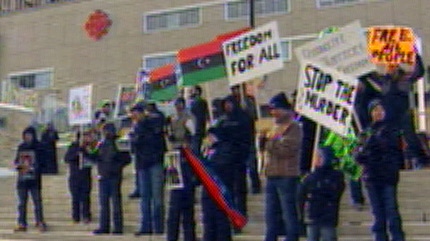 Dozens gather in front of City Hall on March 6th, 2011.
