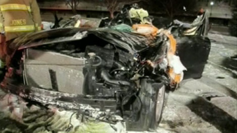Two people were killed when their vehicle rolled about 100 metres on Colonel By Drive, Saturday, March 5, 2011.