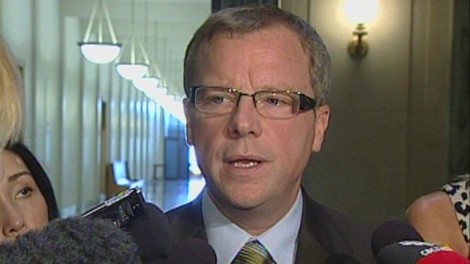 Saskatchewan Premier Brad Wall speaks to media at the provincial legislature in Regina on Monday.