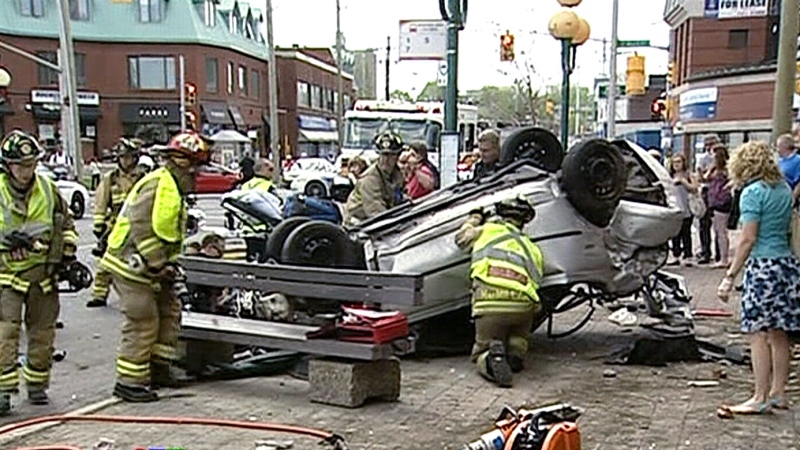 Roll over crash on Beechwood Avenue injured three people