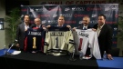 The Windsor Spitfires introduce new owners John Savage, Brian Schwab and Stephen Savage in Windsor, Ont., on May 9, 2013. (Bob Bellacicco / CTV Windsor)  