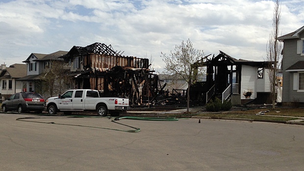 At least three homes have been completely destroyed in a blaze at 213 Street and 88 Avenue. 