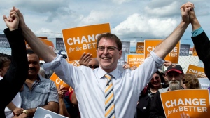 NDP leader Adrian Dix is seen during a campaign stop in Prince George, B.C. Monday, May 13, 2013. British Columbians will go to the polls May 14th. (THE CANADIAN PRESS/Jonathan Hayward)