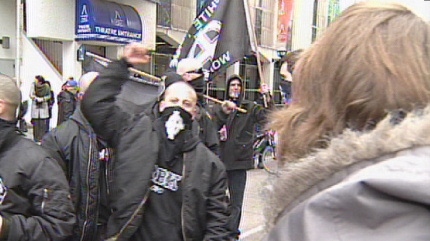 White pride rally in downtown Calgary