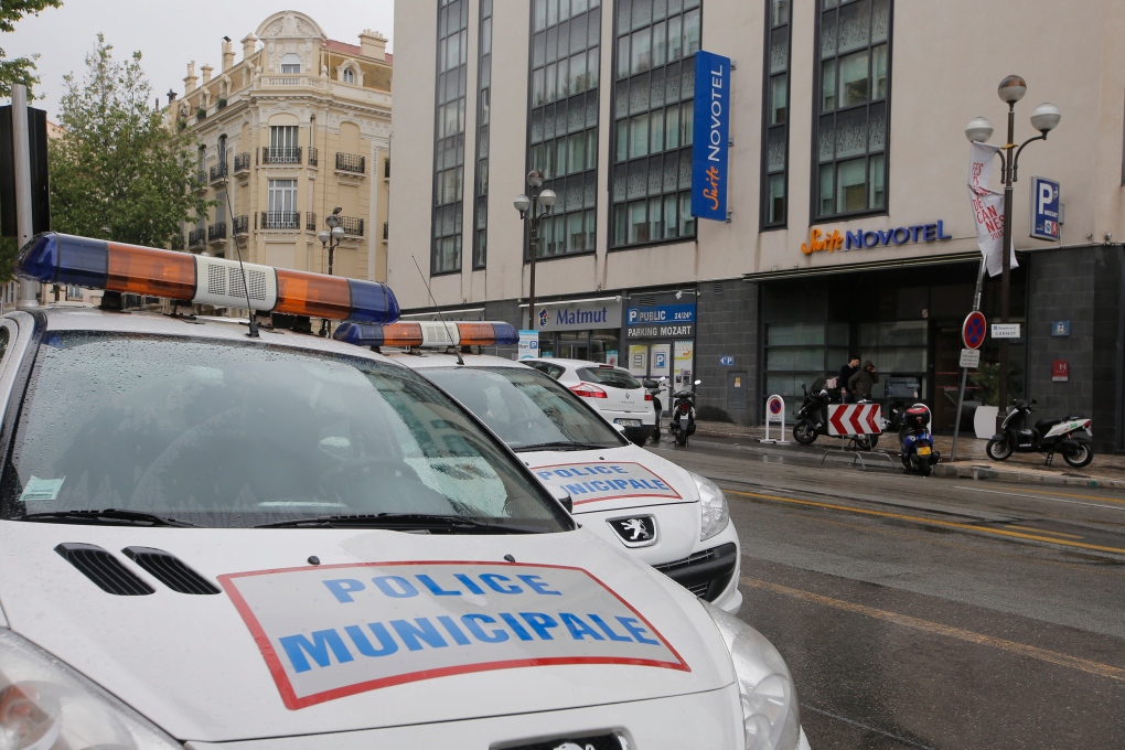 Police car outside hotel near Cannes Festival
