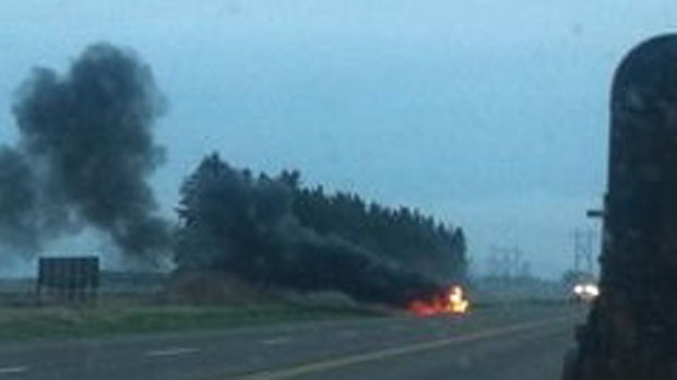 Facebook image of fiery crash on Highway 10.