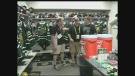 The London Knights' dressing room in Saskatoon, Sask. is seen on Tuesday, May 21, 2013.