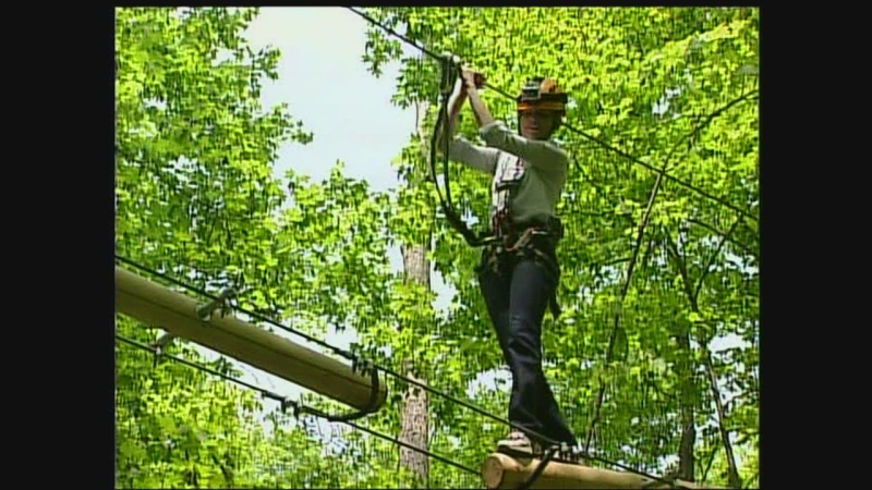 CTV's Cara Campbell tries out the new Treetop Adventure Park at Boler Mountain in London, Ont. on Tuesday, May 21, 2013.