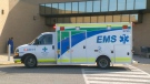An ambulance on the scene of an incident that left a mall employee suffering from serious injuries, after he was shocked by electricity at West Edmonton Mall Wednesday, May 22.