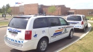 RCMP vehicles parked outside of Salisbury High School in Sherwood Park Thursday, May 23.